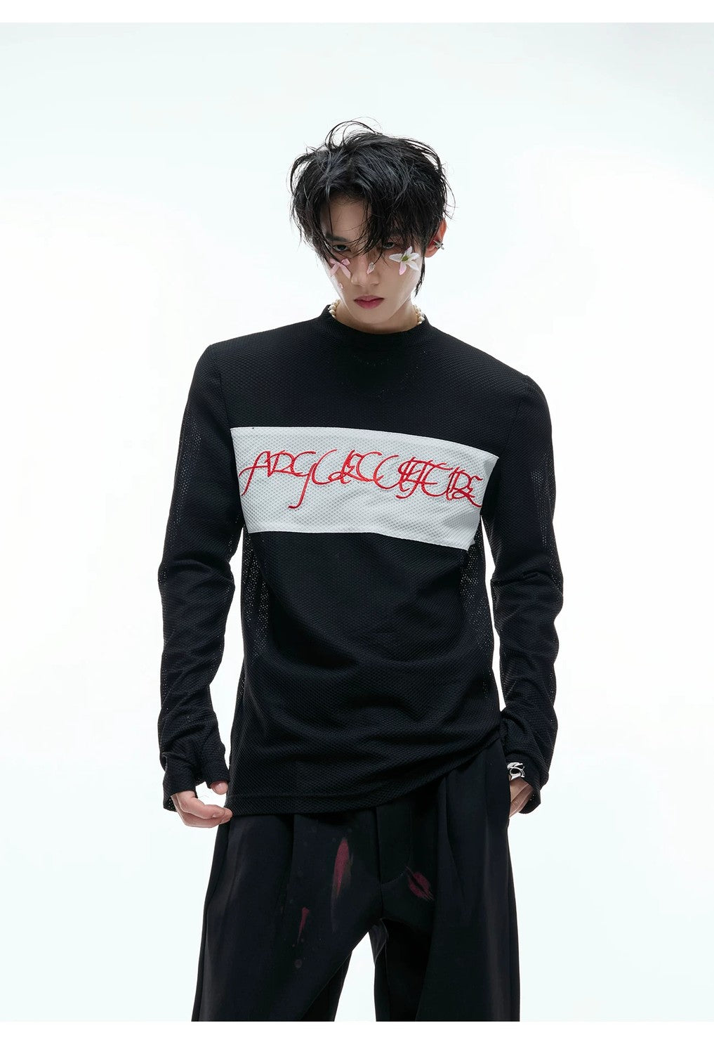 desc::mesh-patchwork-long-sleeve-tee-goth-embroidery-top-detail-img-7