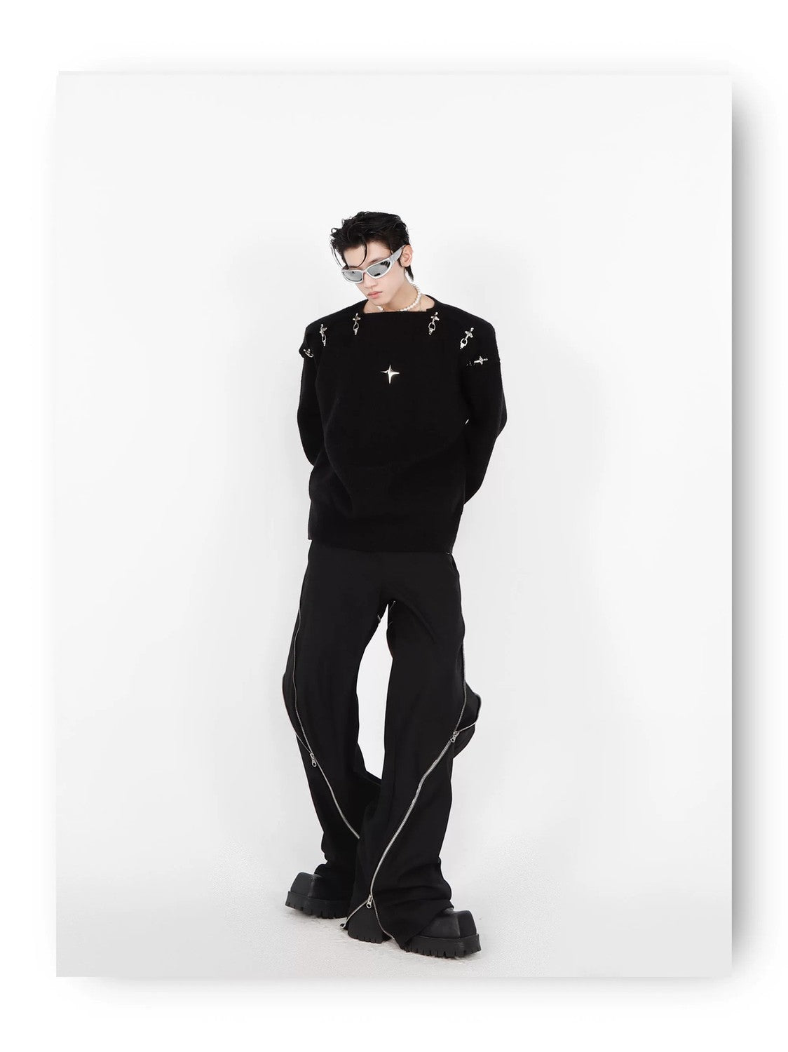 desc::metal-buckle-cutout-knit-sweater-streetwear-pullover-detail-img-8