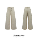 metal-double-zipper-textured-straight-leg-street-trousers-gray