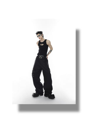 desc::metal-hollow-ribbed-tank-top-cyberpunk-sleeveless-vest-detail-img-7