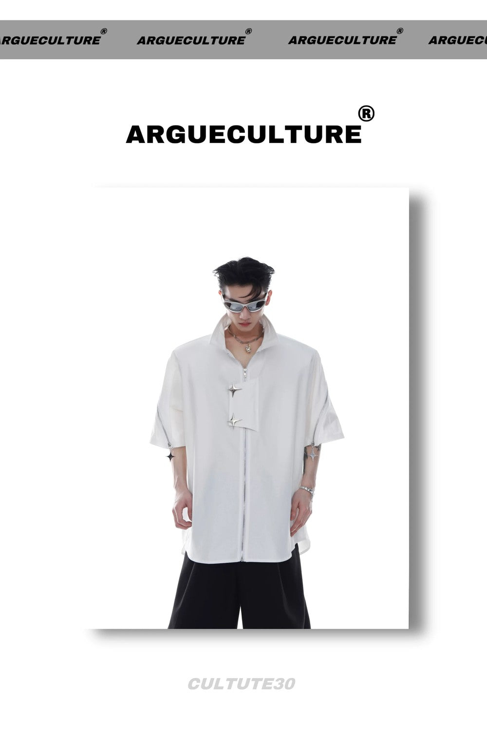 desc::metal-zipper-oversized-short-sleeve-streetwear-shirt-detail-img-12