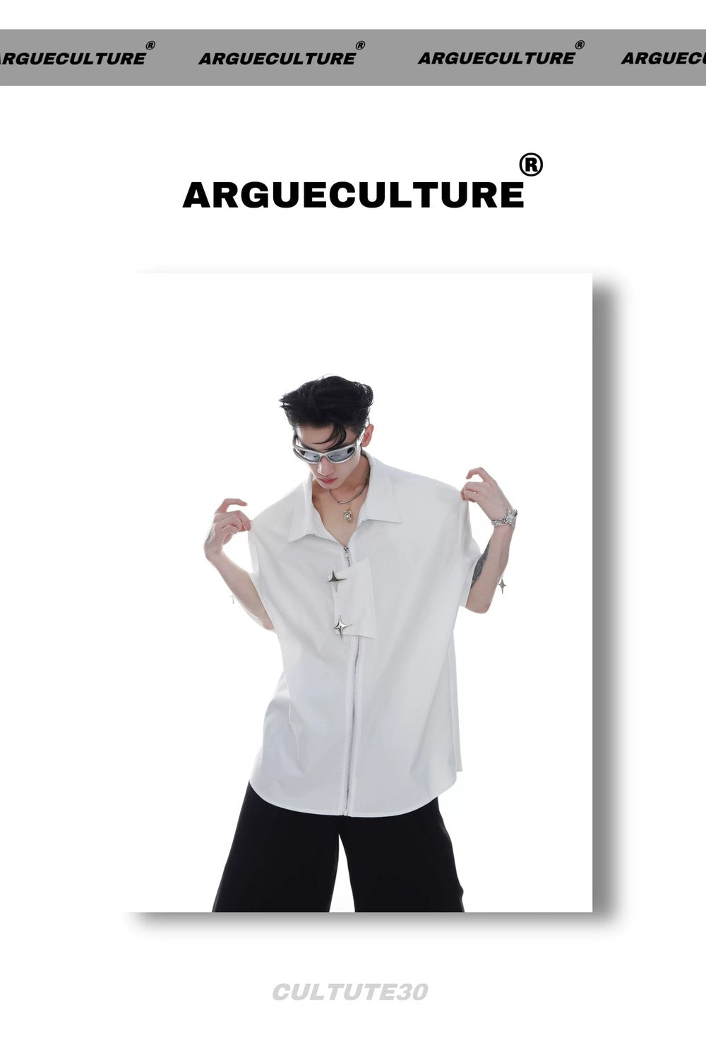 desc::metal-zipper-oversized-short-sleeve-streetwear-shirt-detail-img-9