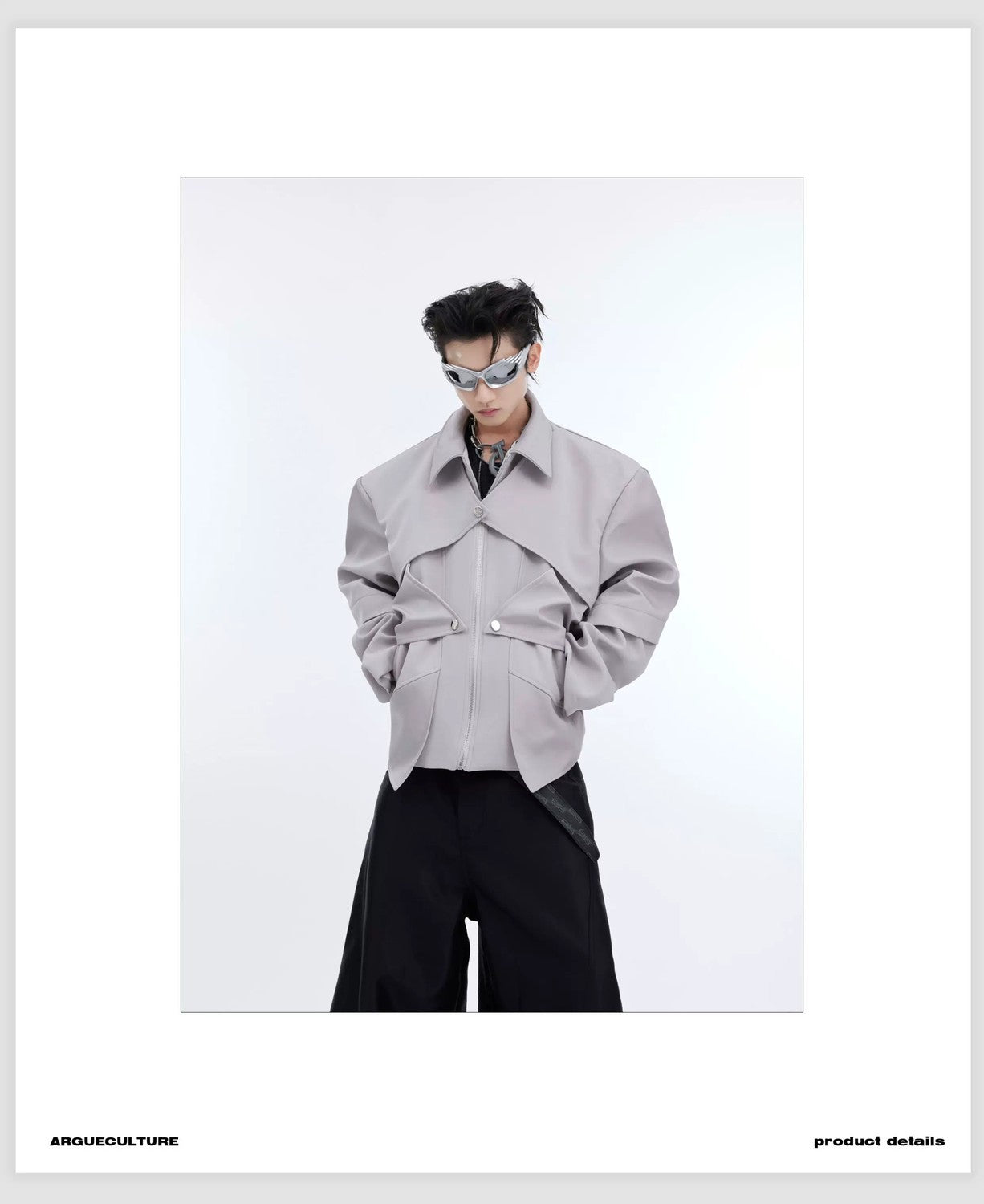desc::metallic-liquid-crop-jacket-avant-garde-streetwear-detail-img-9