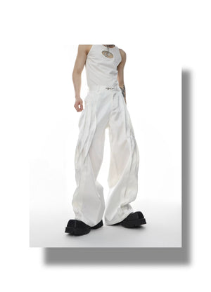 desc::metallic-liquid-luster-straight-pants-with-metal-buckle-detail-img-7