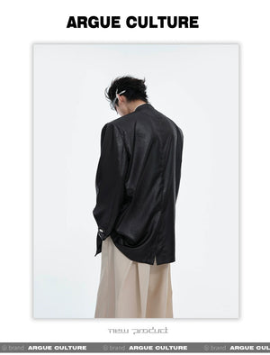 desc::metallic-liquid-texture-collarless-oversized-blazer-detail-img-13