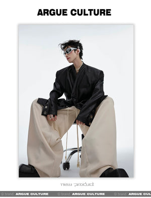 desc::metallic-liquid-texture-collarless-oversized-blazer-detail-img-15