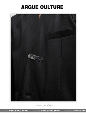 desc::metallic-liquid-texture-collarless-oversized-blazer-detail-img-16