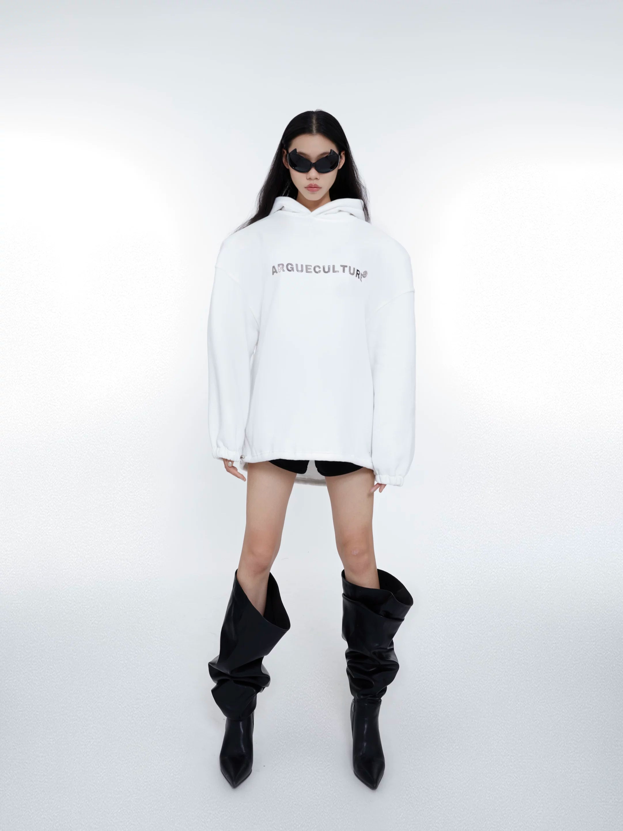 metallic-print-fleece-hoodie-with-padded-shoulders-white