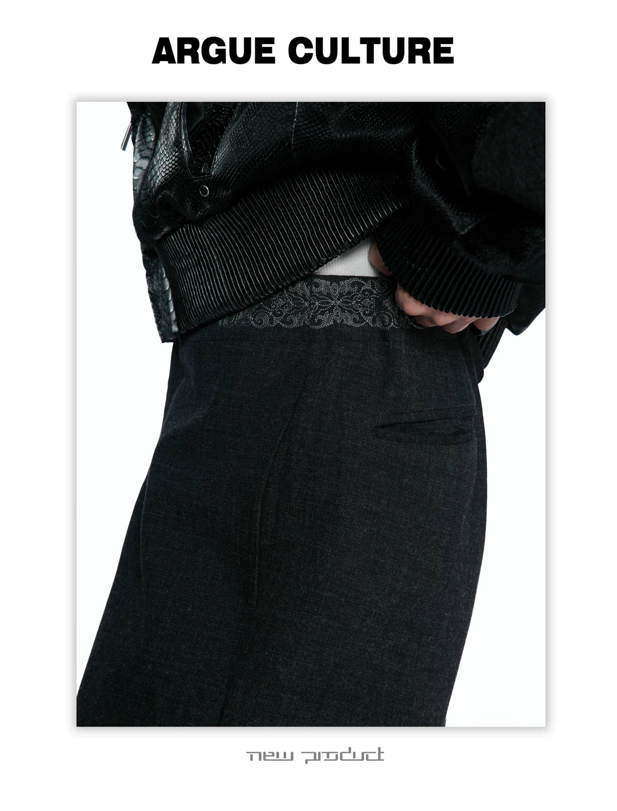 Micro-Flare Jacquard Waistband Tailored Trousers - detail image 9