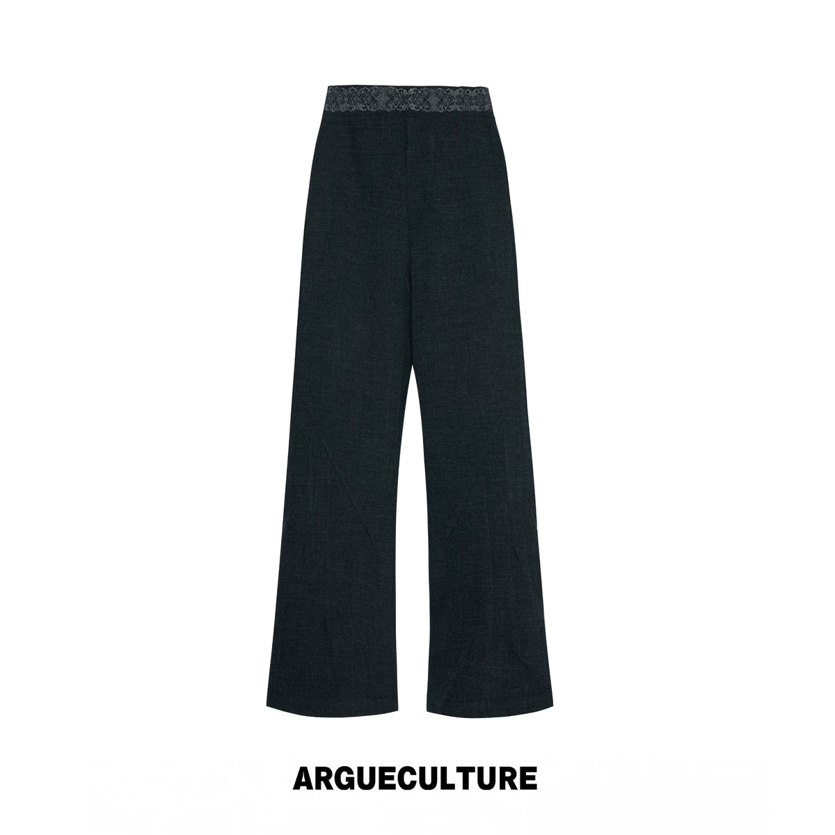 Micro-Flare Jacquard Waistband Tailored Trousers - Dark Gray