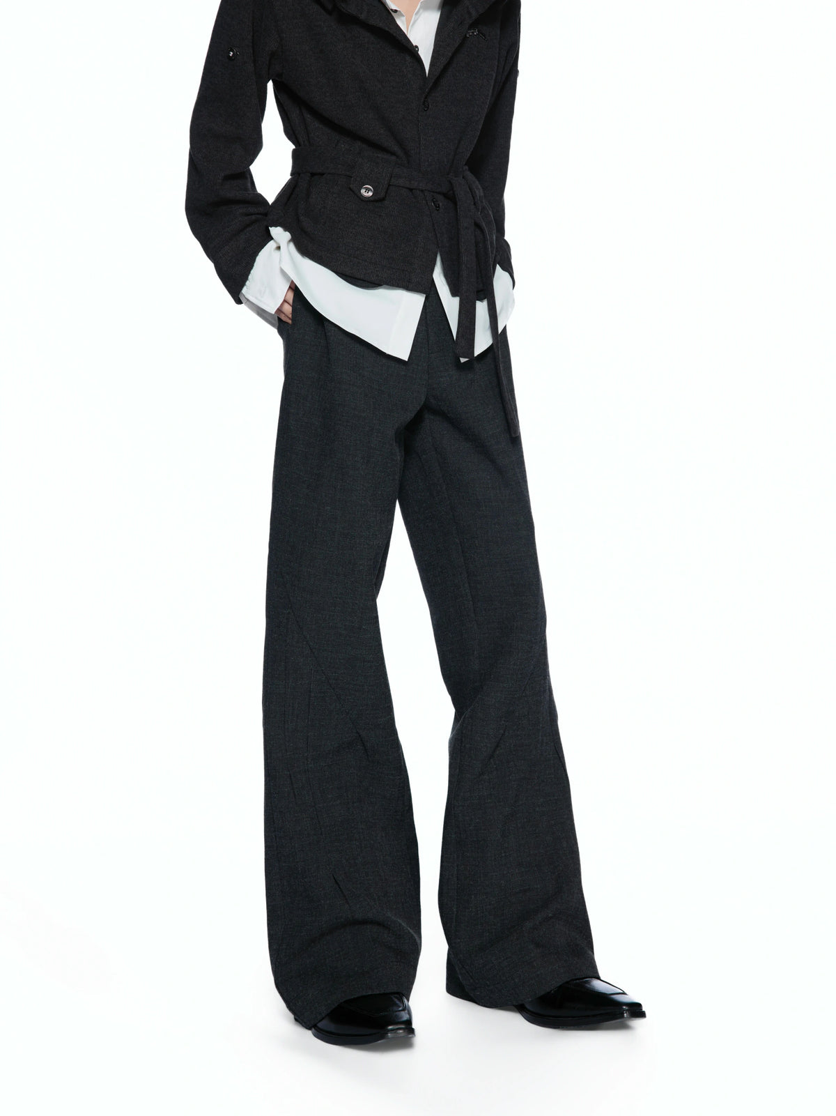 Micro-Flare Jacquard Waistband Tailored Trousers - main image 1
