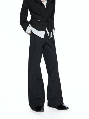 Micro-Flare Jacquard Waistband Tailored Trousers - main image 1