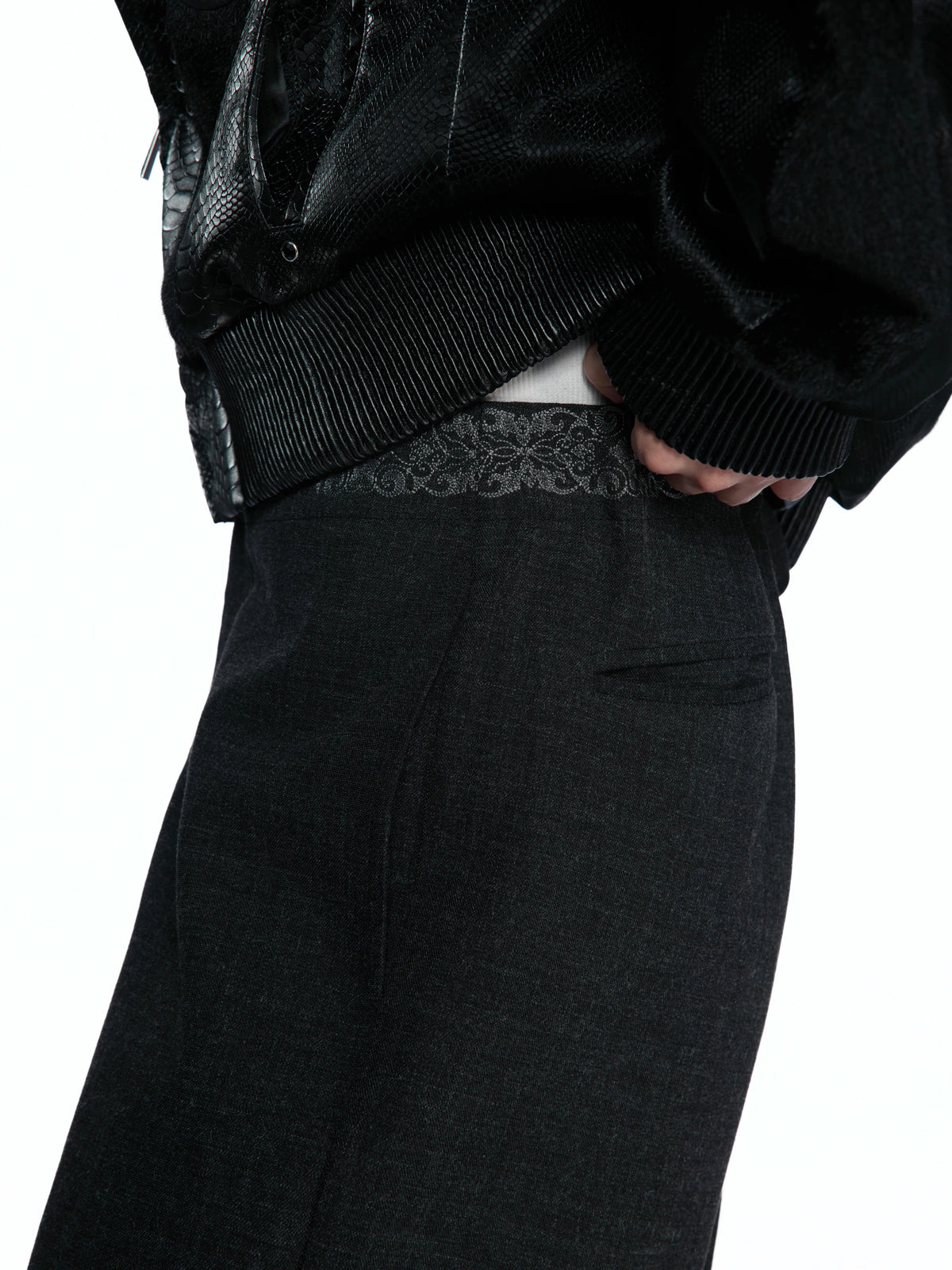 Micro-Flare Jacquard Waistband Tailored Trousers - main image 5