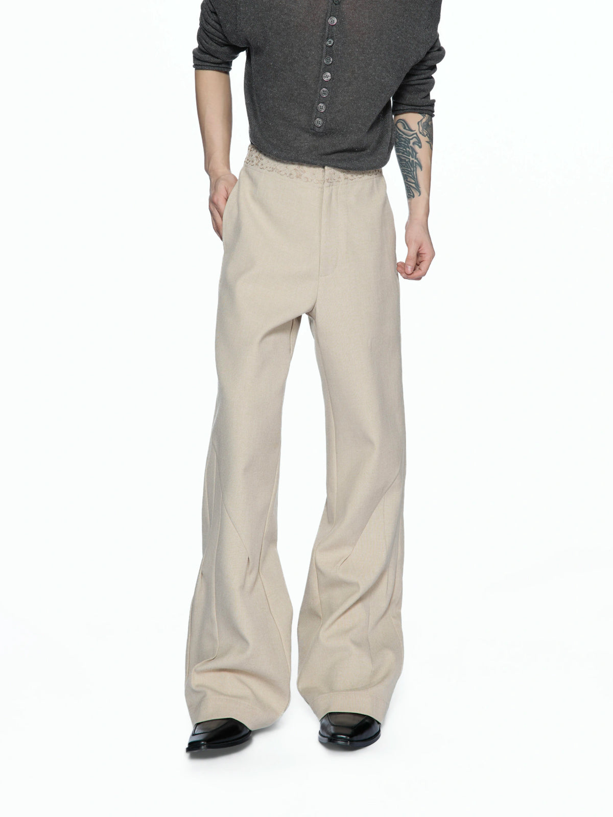 Micro-Flare Jacquard Waistband Tailored Trousers - main image 2