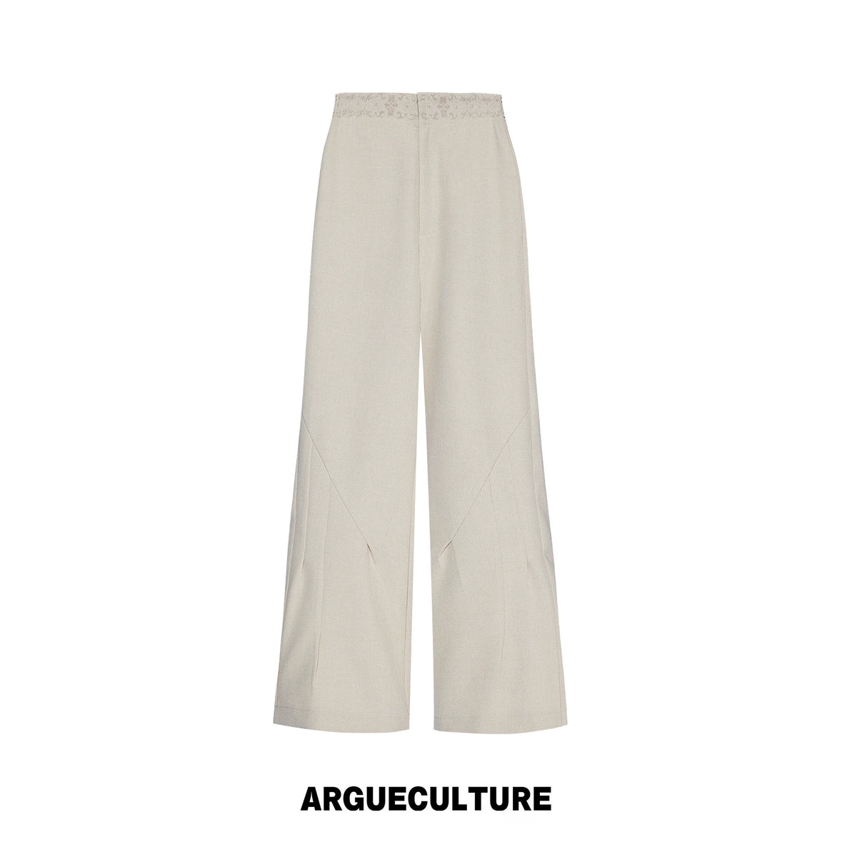 Micro-Flare Jacquard Waistband Tailored Trousers - Khaki