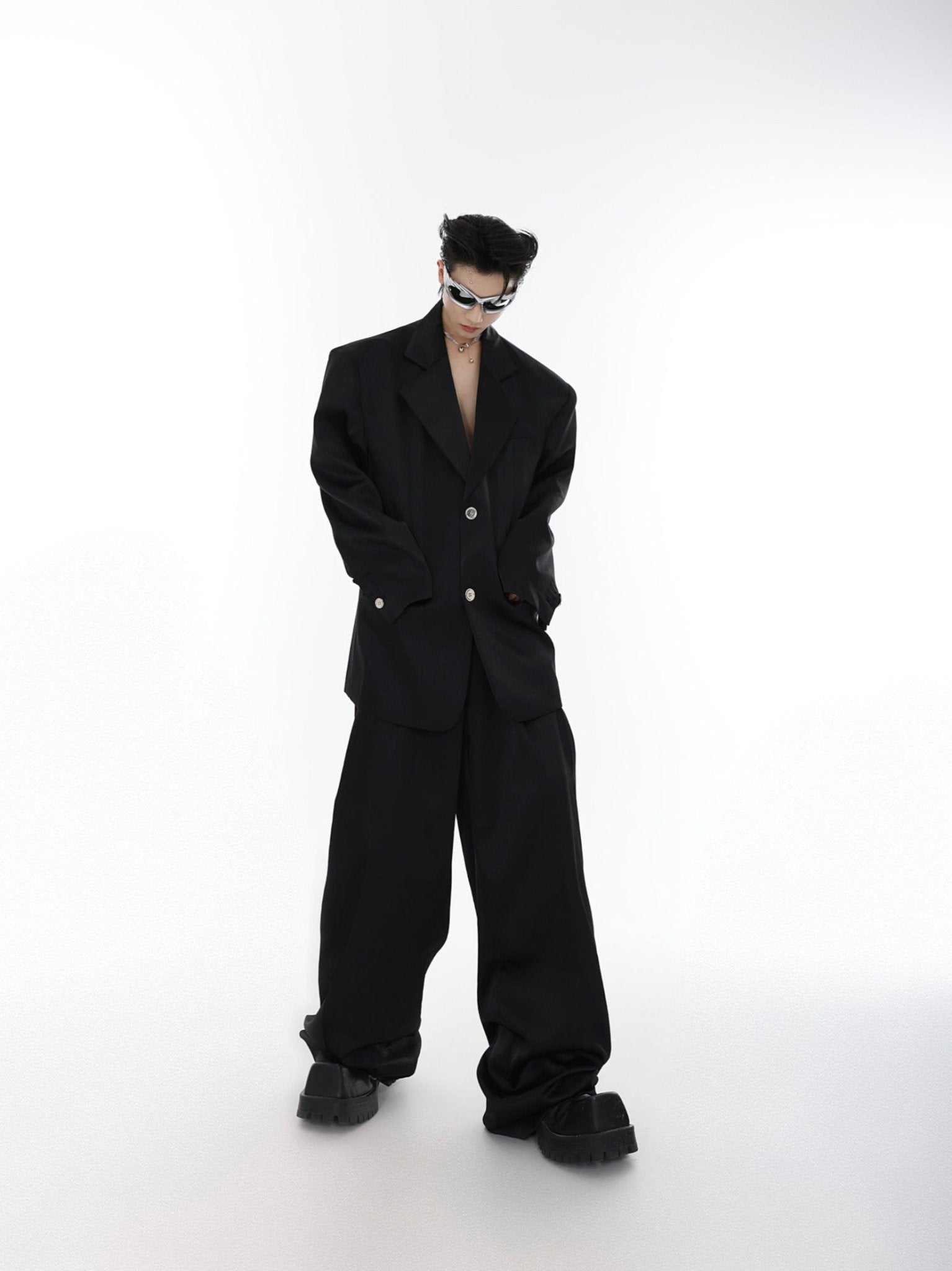 Minimalism Satin Blazer Ensemble | Unisex Metallic Sheen Suit Set - ArguE CulturE
