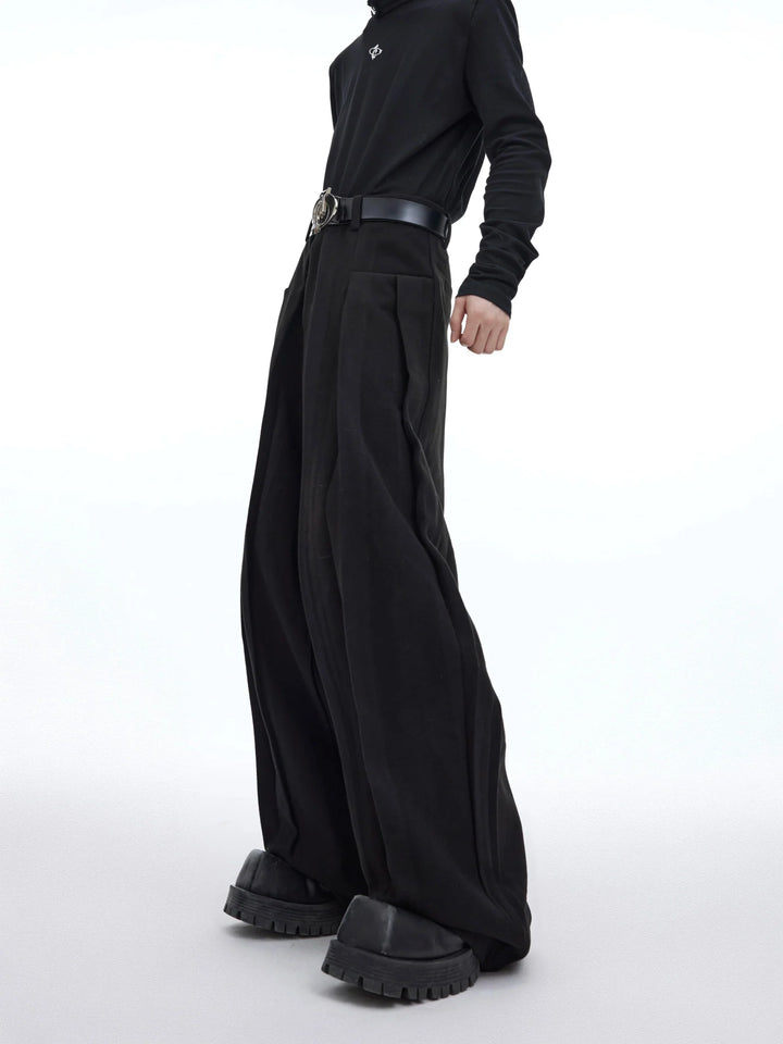 Minimalist Pleated Woolen Casual Pants with Loose Drape and Versatile Style - ArguE CulturE