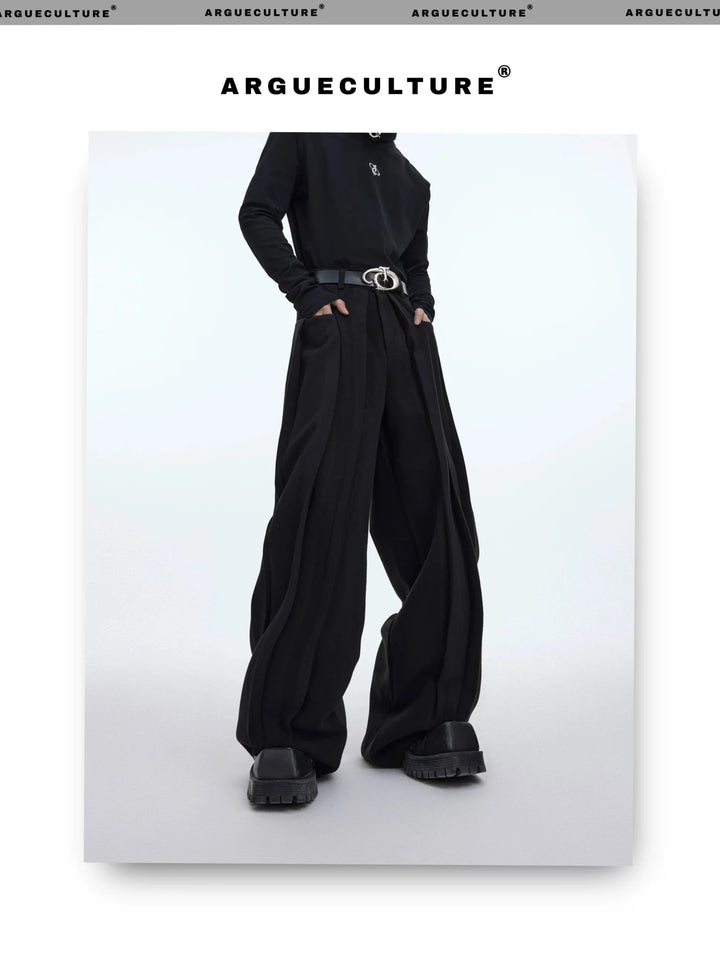 Minimalist Pleated Woolen Casual Pants with Loose Drape and Versatile Style - ArguE CulturE