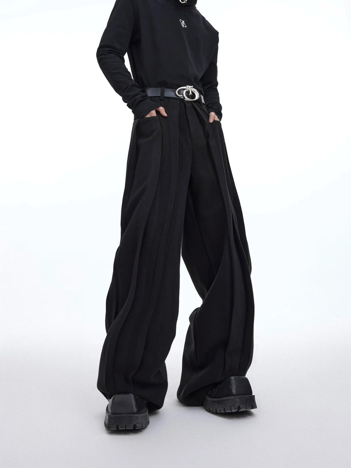 Minimalist Pleated Woolen Casual Pants with Loose Drape and Versatile Style - ArguE CulturE