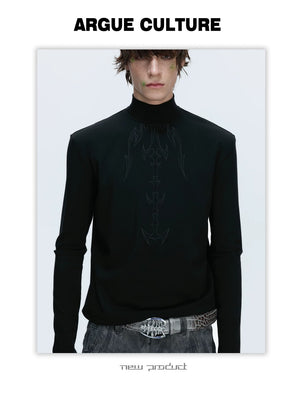 desc::mock-neck-spine-embroidery-long-sleeve-streetwear-tee-detail-img-5