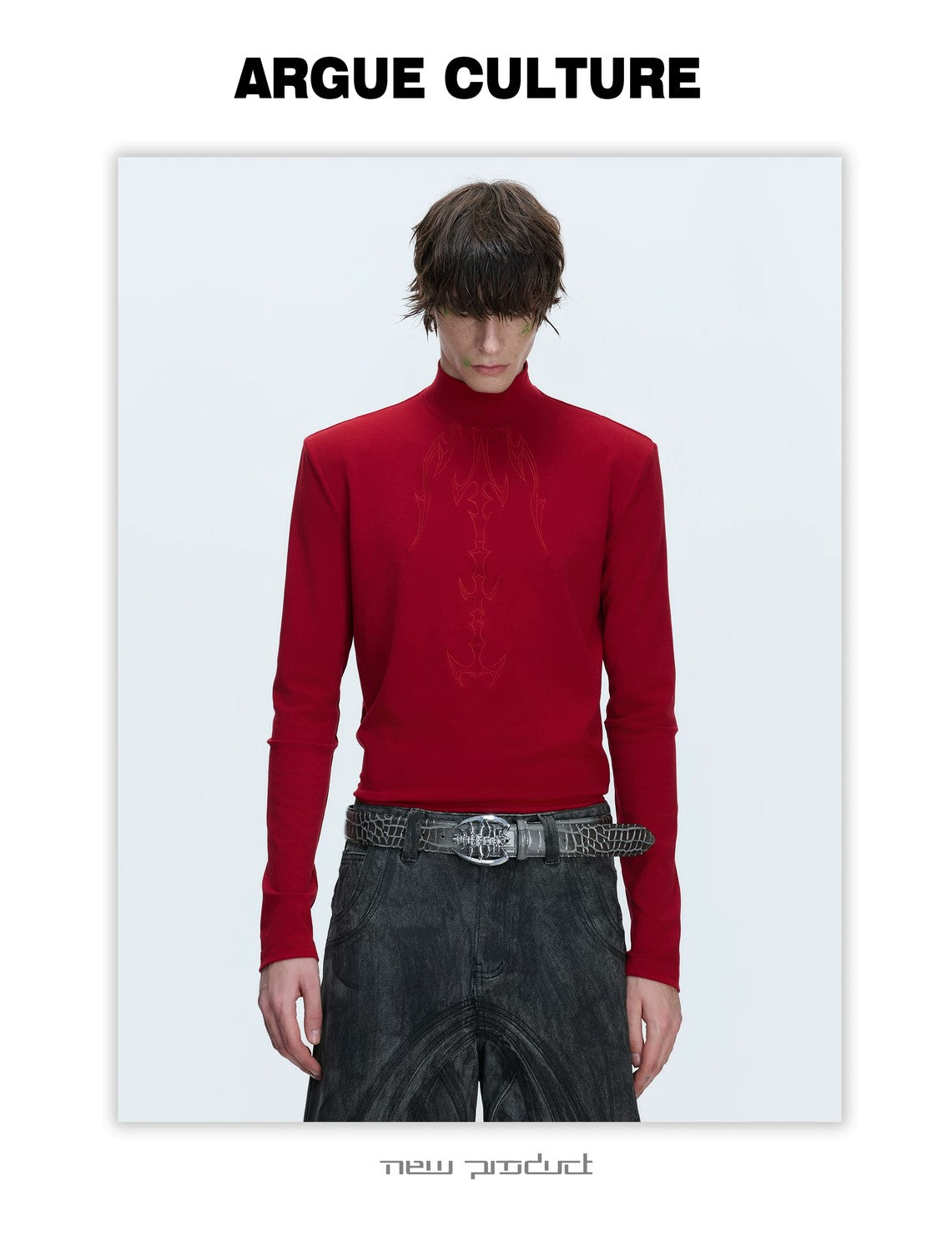 desc::mock-neck-spine-embroidery-long-sleeve-streetwear-tee-detail-img-7