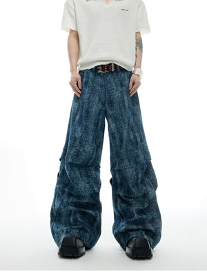 desc::mottled-pleated-wide-leg-straight-jeans-for-men-detail-img-3