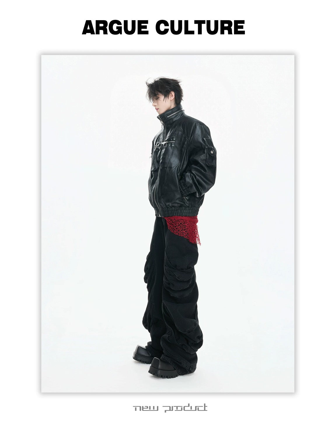 desc::multi-zipper-deconstructed-waxed-vegan-leather-jacket-detail-img-10