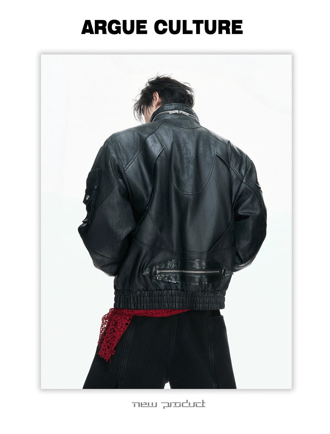 desc::multi-zipper-deconstructed-waxed-vegan-leather-jacket-detail-img-4