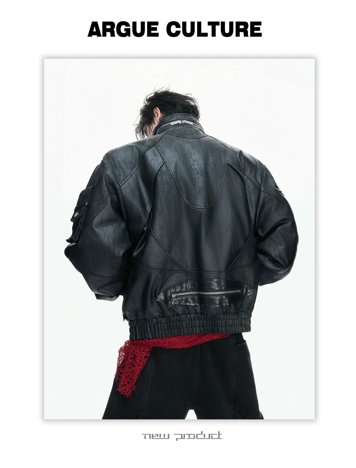 desc::multi-zipper-deconstructed-waxed-vegan-leather-jacket-detail-img-6