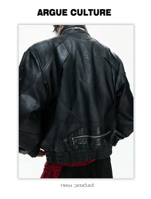 desc::multi-zipper-deconstructed-waxed-vegan-leather-jacket-detail-img-7