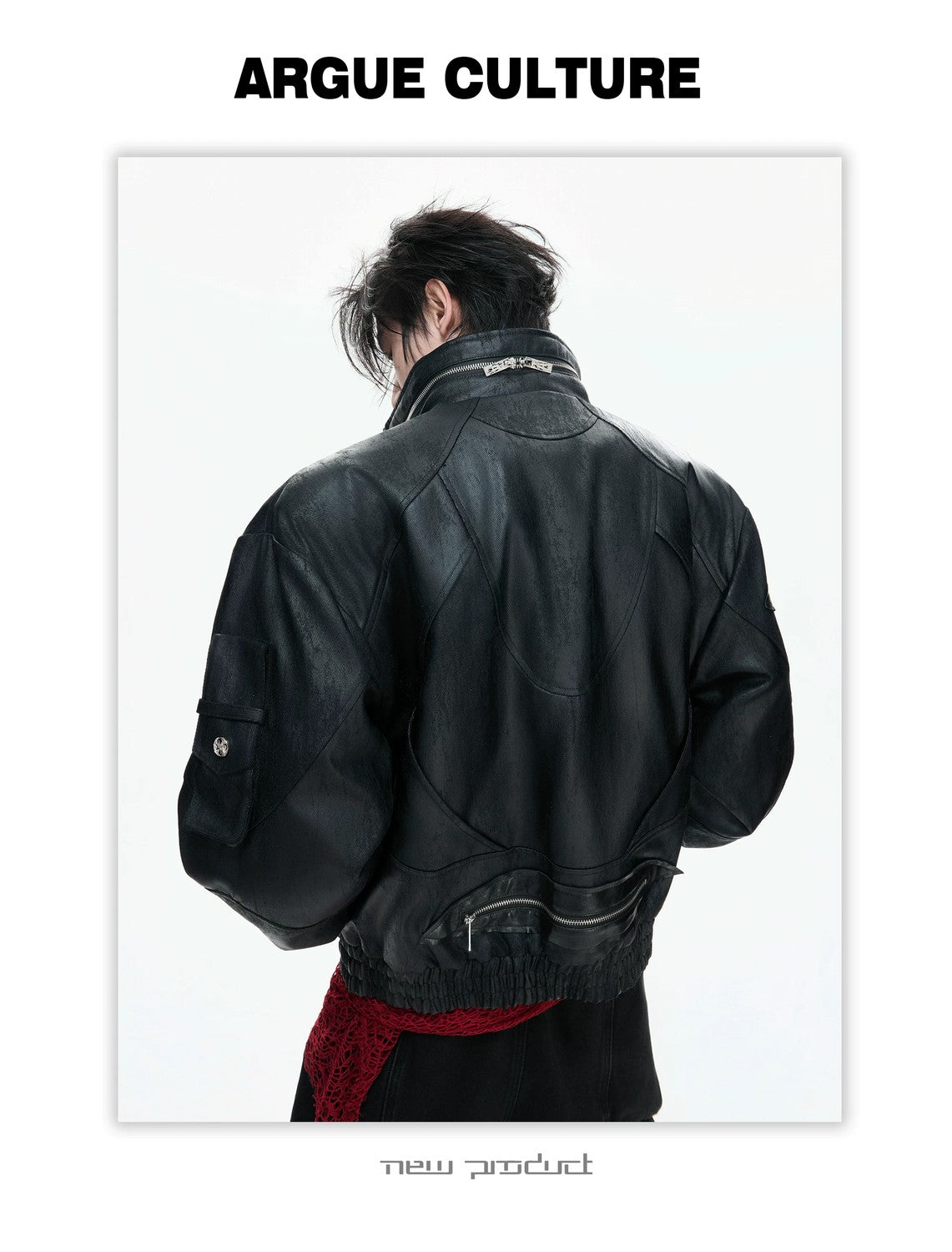 desc::multi-zipper-deconstructed-waxed-vegan-leather-jacket-detail-img-9