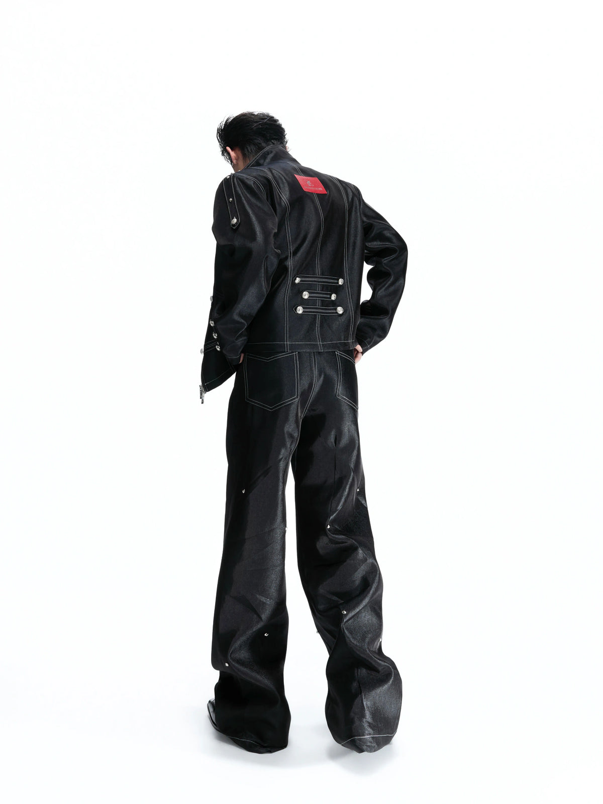 Napoleon Stand-Collar Cropped Jacket in Black - main image 2