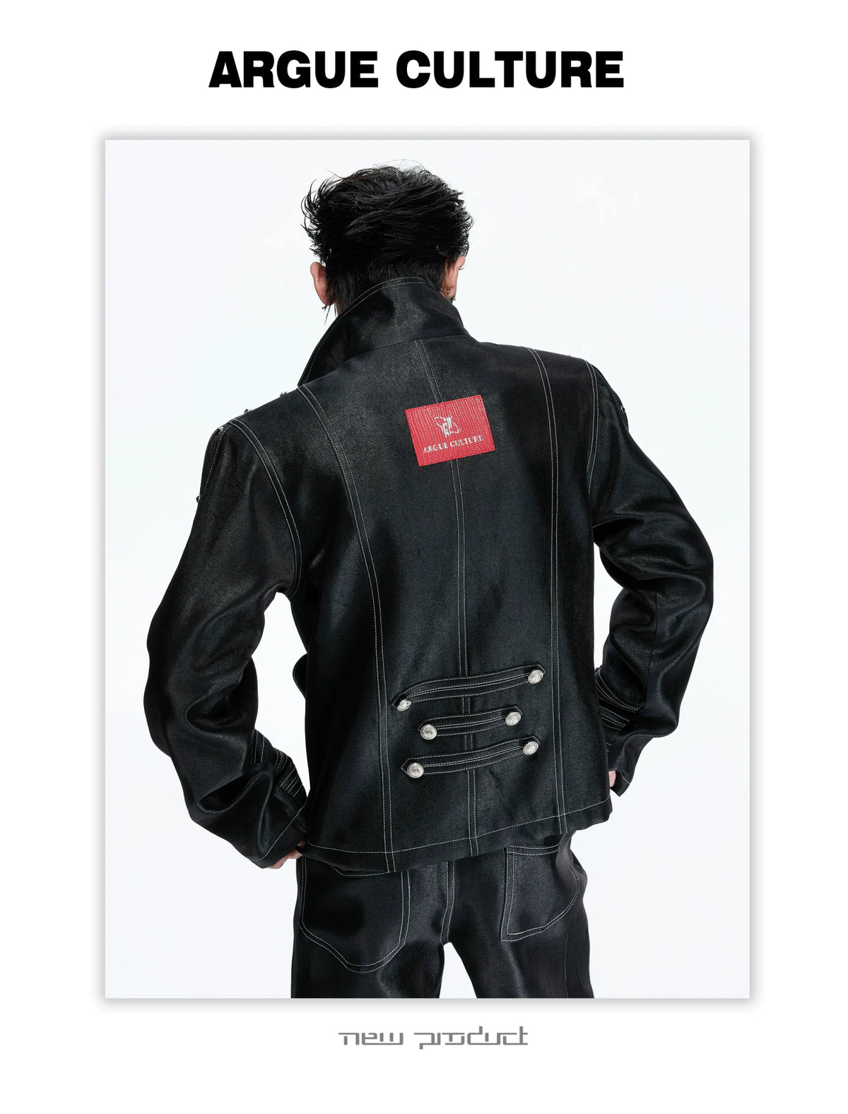 Napoleon Stand-Collar Cropped Jacket in Black - detail image 13