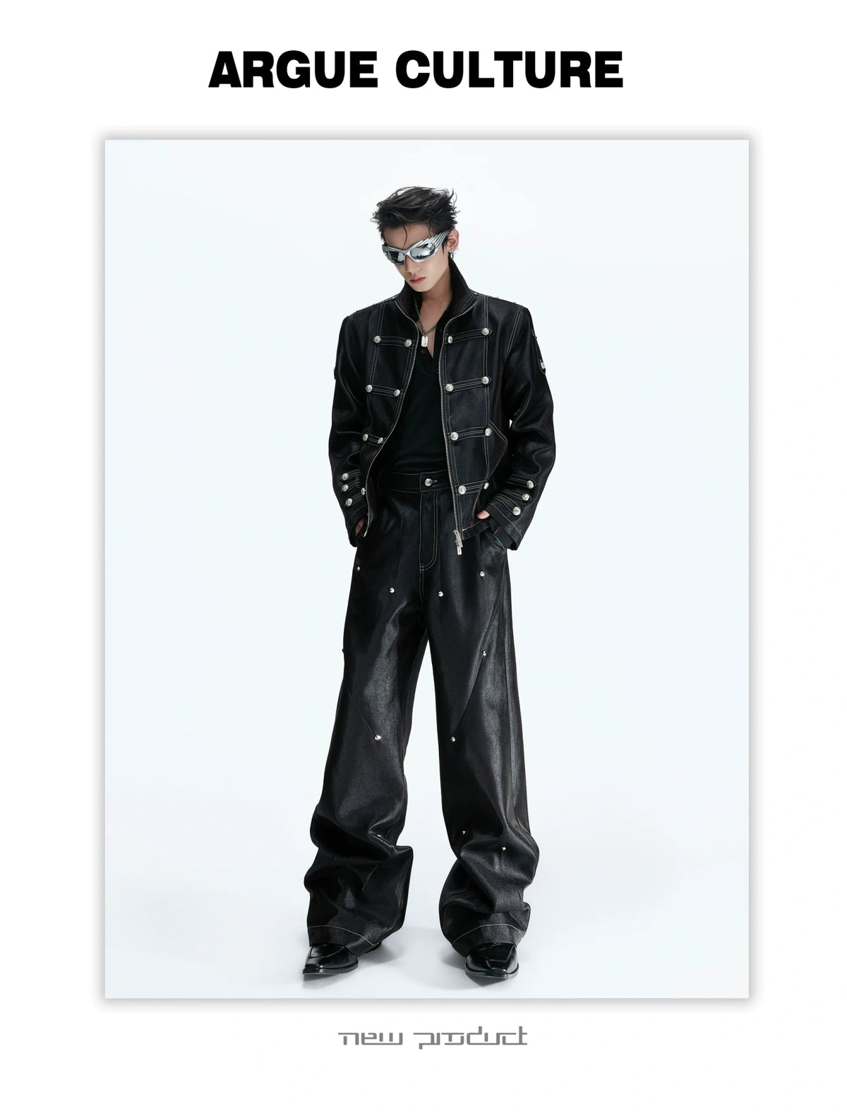 Napoleon Stand-Collar Cropped Jacket in Black - detail image 17
