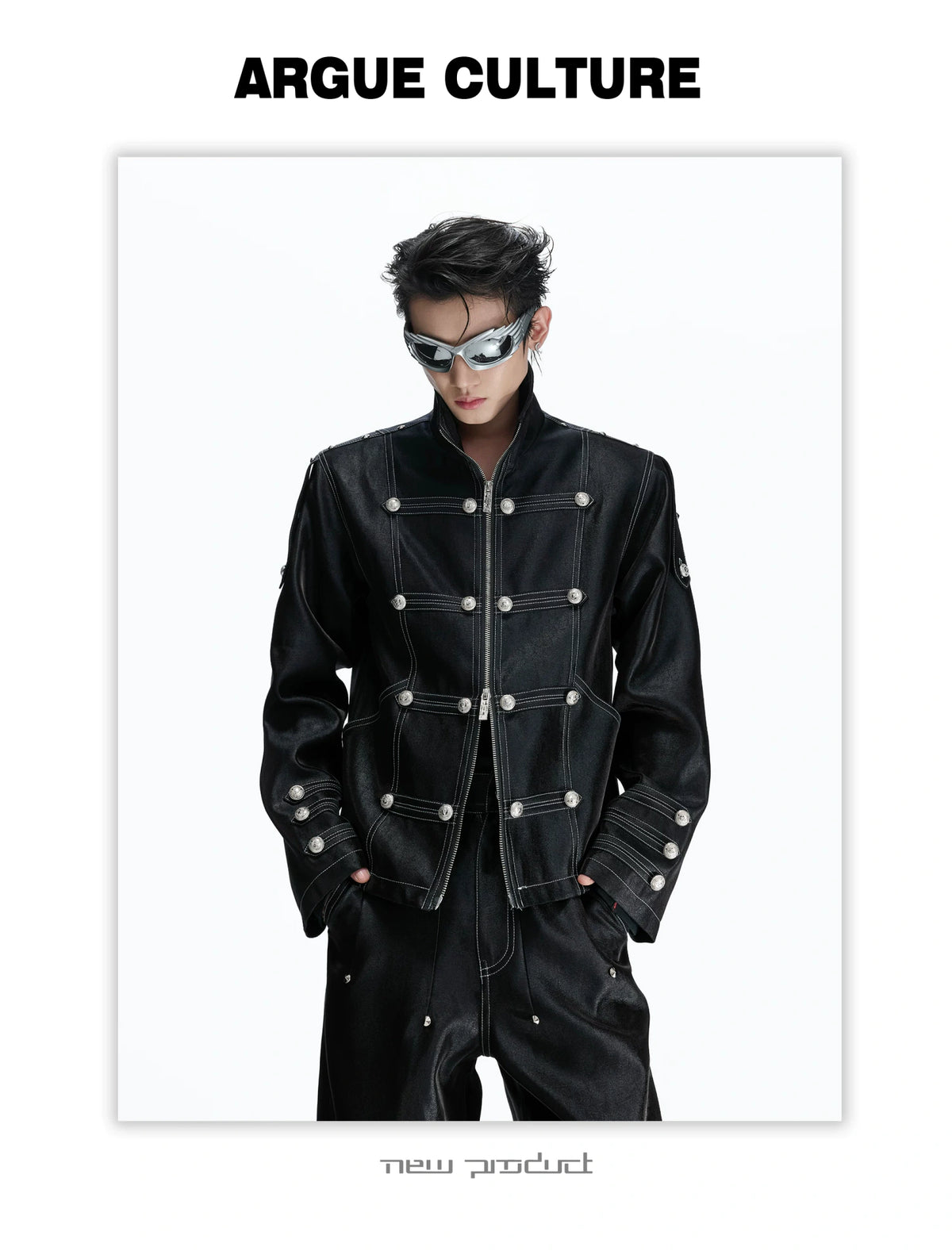 Napoleon Stand-Collar Cropped Jacket in Black - detail image 18