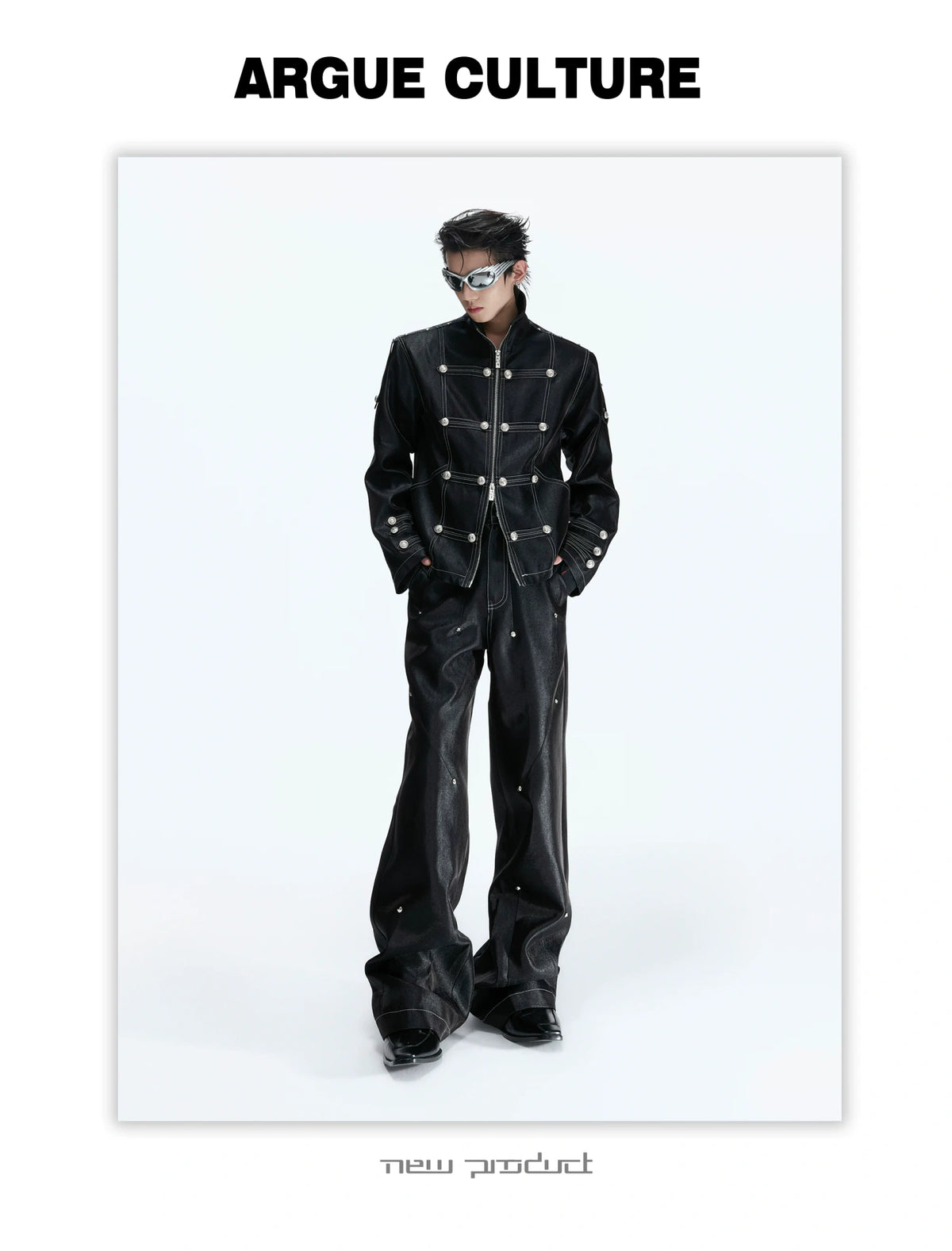 Napoleon Stand-Collar Cropped Jacket in Black - detail image 6