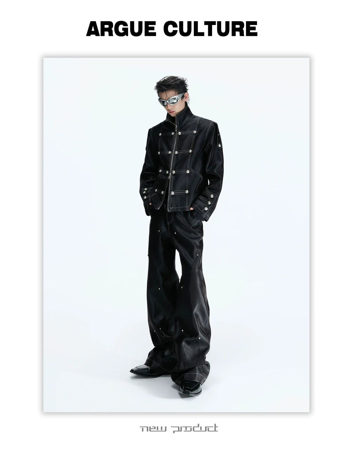 Napoleon Stand-Collar Cropped Jacket in Black - detail image 7