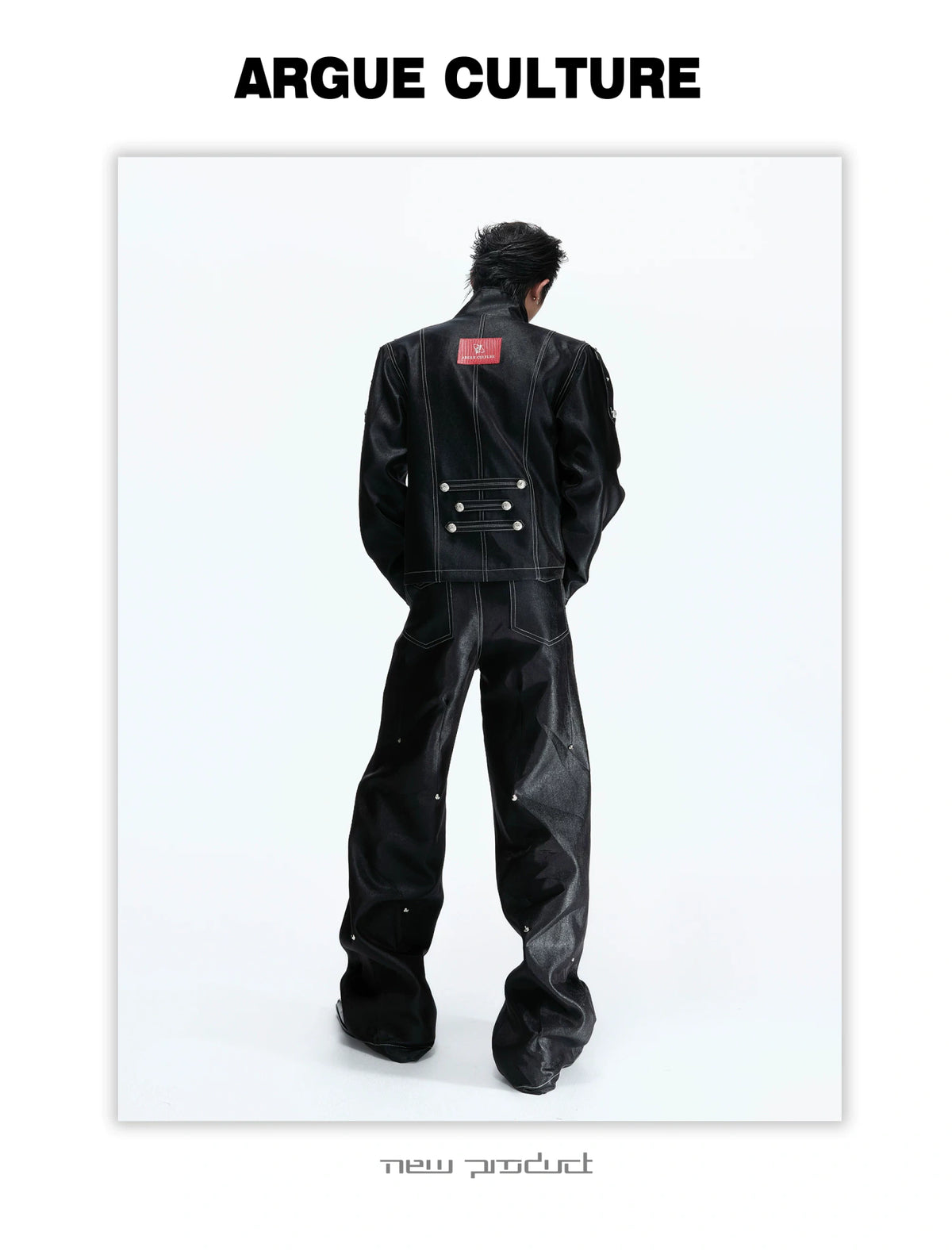 Napoleon Stand-Collar Cropped Jacket in Black - detail image 15