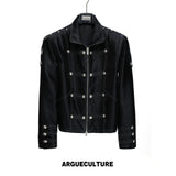 Napoleon Stand-Collar Cropped Jacket in Black - Jacket Black