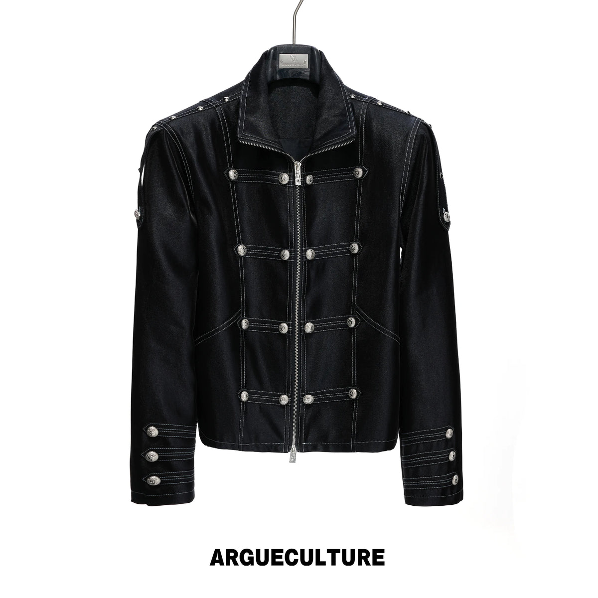 Napoleon Stand-Collar Cropped Jacket in Black - Jacket Black