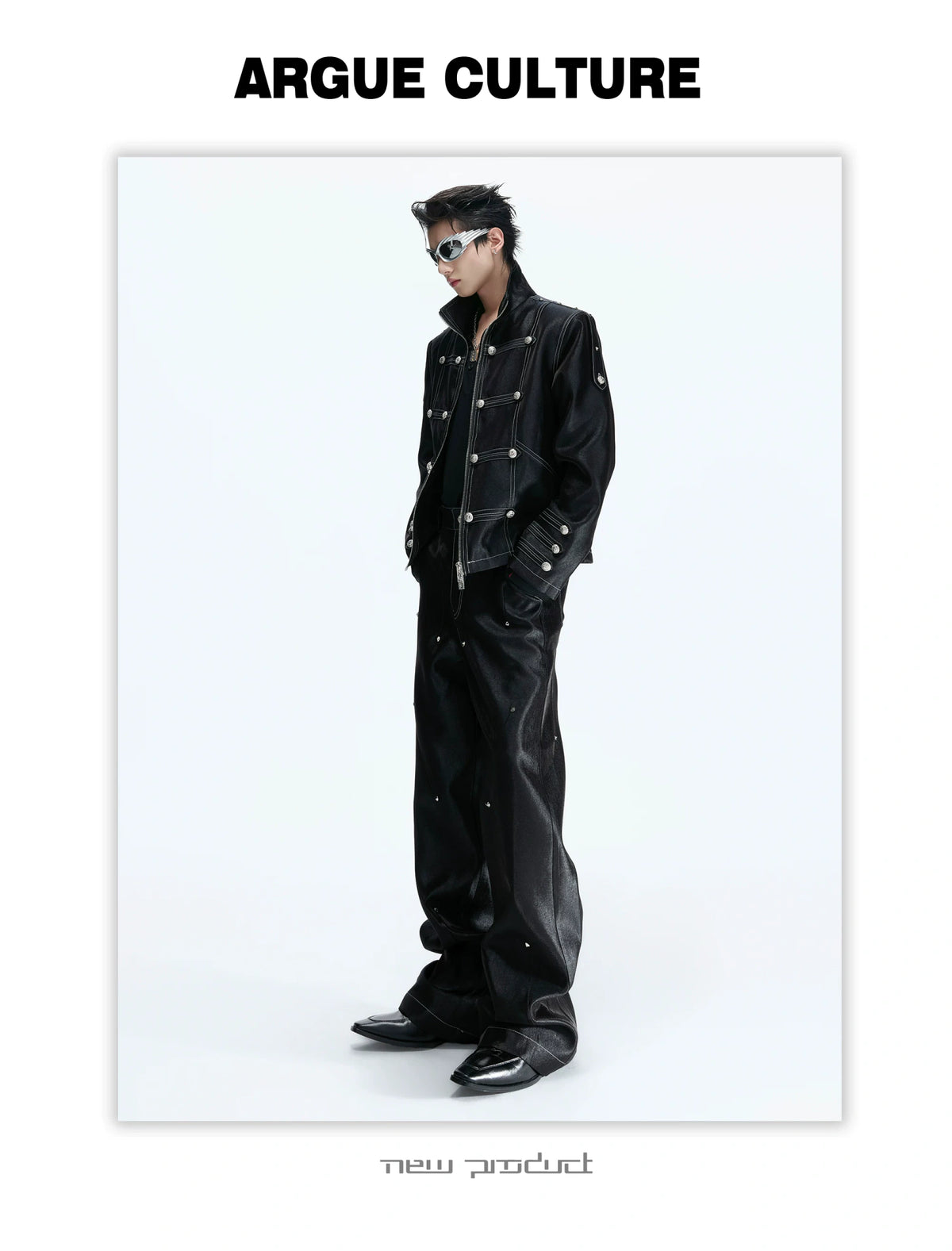 Napoleon Stand-Collar Cropped Jacket in Black - detail image 4