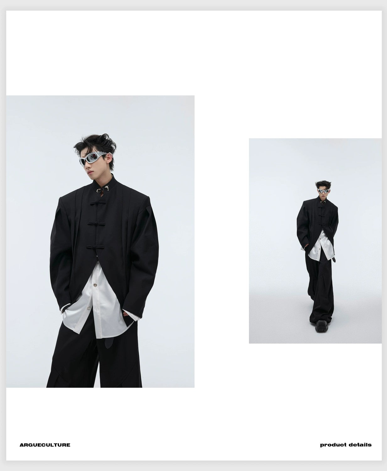 desc::neo-chinese-pleated-frog-button-blazer-jacket-detail-img-3