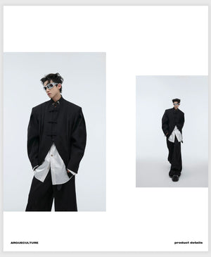 desc::neo-chinese-pleated-frog-button-blazer-jacket-detail-img-3