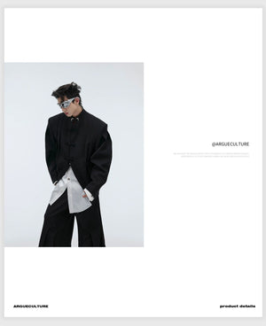 desc::neo-chinese-pleated-frog-button-blazer-jacket-detail-img-5