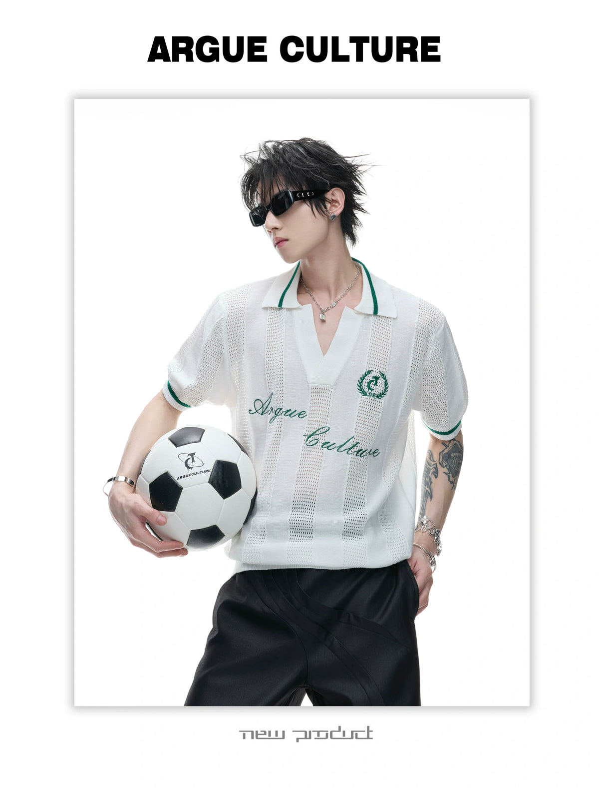 Openwork Knit Embroidered Polo Shirt in Black or White - detail image 7