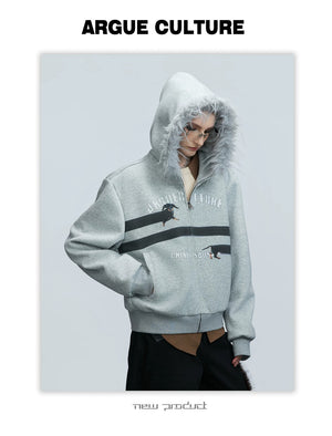 desc::oversized-dachshund-fur-collar-zip-up-hoodie-for-men-detail-img-13