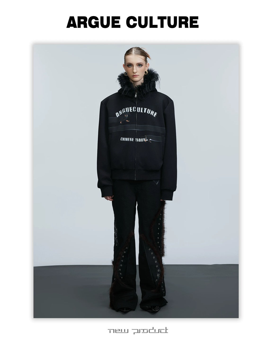 desc::oversized-dachshund-fur-collar-zip-up-hoodie-for-men-detail-img-5