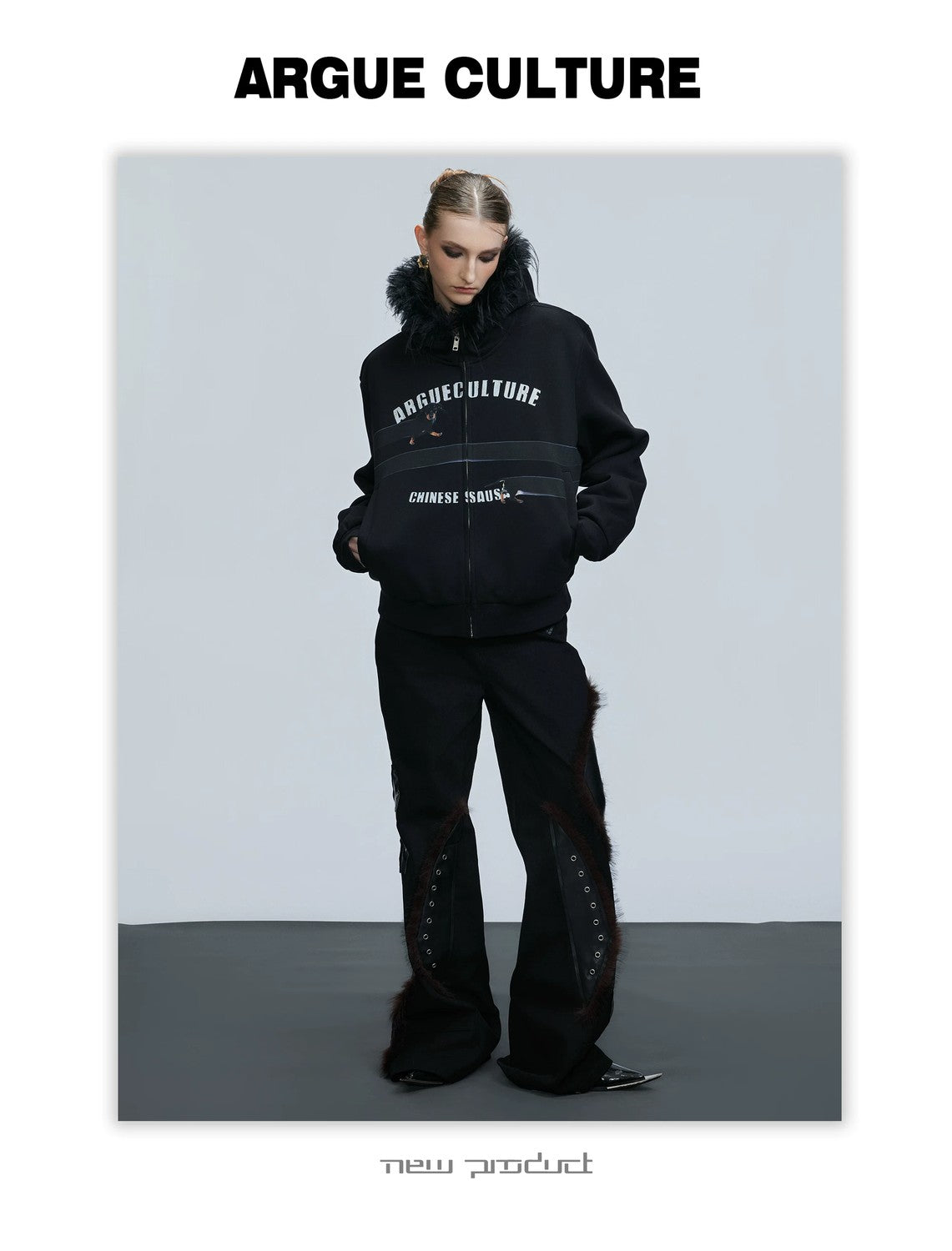 desc::oversized-dachshund-fur-collar-zip-up-hoodie-for-men-detail-img-6