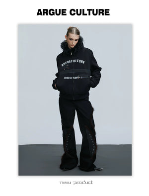 desc::oversized-dachshund-fur-collar-zip-up-hoodie-for-men-detail-img-6