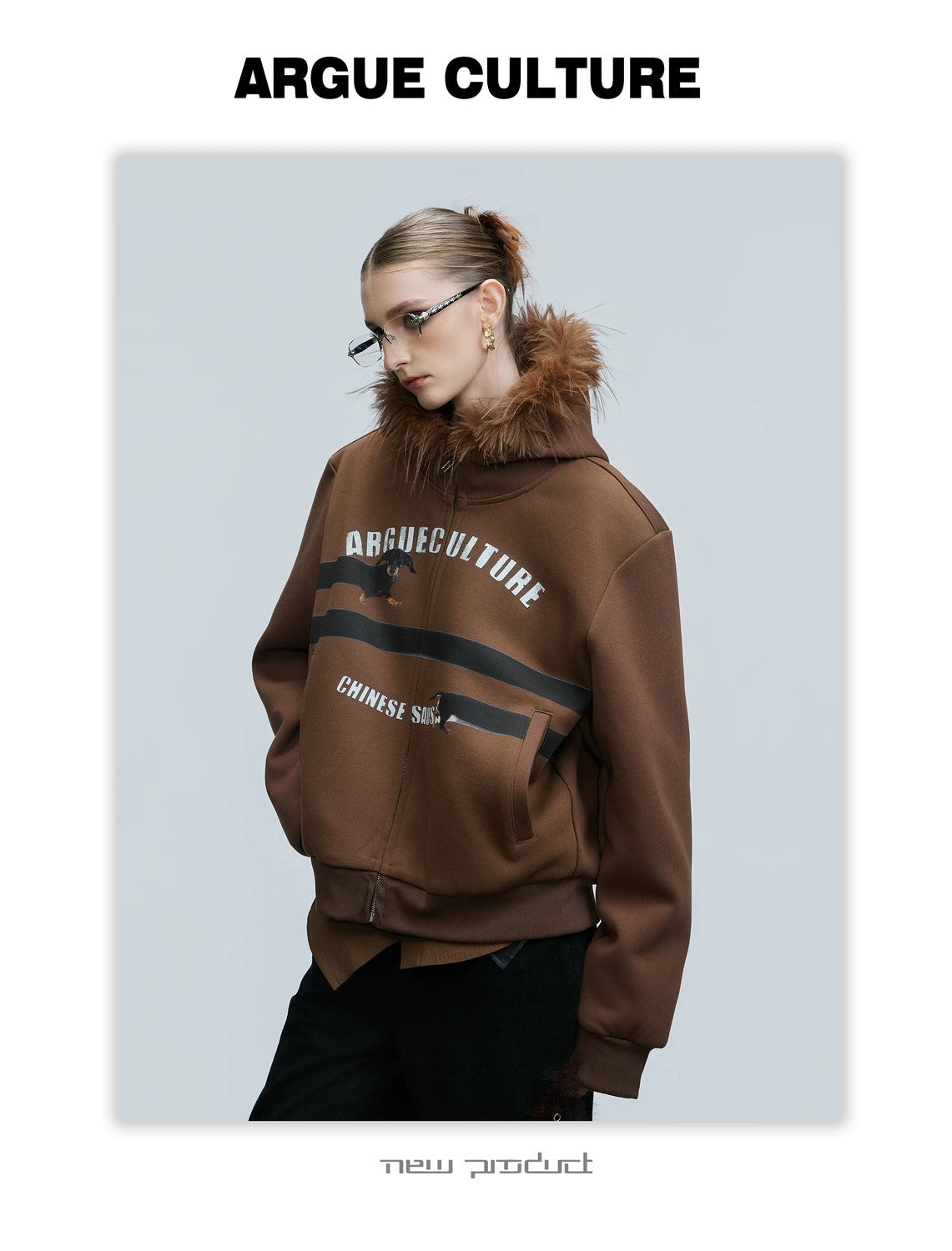 desc::oversized-dachshund-fur-collar-zip-up-hoodie-for-men-detail-img-8